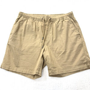 Faherty Essential Drawstring Shorts Mens Size Large Khaki Tan Cotton Modal Linen